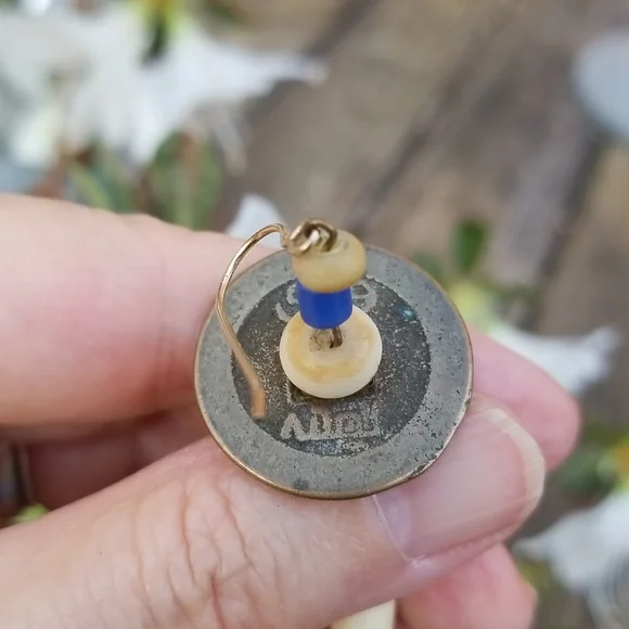 Beautiful Boho Asian Earrings with antique  coins and intricate carved beads - Picture 3 of 7